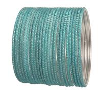 Touchstone New Pastel Color Bangle Collection, Indian Bollywood Hand Drilled Silver Tinge Surf Color Designer Jewelry Bracelets Bangle. Set of 24. for Women.