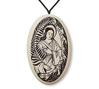 Touchstone Pottery Saint Agatha Medal on Braided Cord | Patron Against Breast Cancer, Against Earthquakes, and Against fire, Ceramic, not gem type