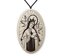 Touchstone Pottery Saint Teresa of Avila Medal on Braided Cord | Patron of headache sufferers and those living with chronic illnesses, Ceramic, not gem type