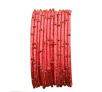 Touchstone "Silk Thread Bangle Collection Indian Bollywood Handcrafted Faux Silk Thread Exotic Look with Golden Beads Dark Designer Bangle Bracelets Set of 12 For Women.