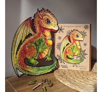 Touchwood - Dragon Jigsaw Puzzle, 152 pieces, irregular shaped pieces with shapes of objects or animals, in a characteristic wooden box