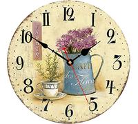 Toudorp 12 Inch Battery Powered Silent Cafe Cup&Flowers kitchen Wall Clock | Unusual Vintage Shabby Chic Kitchen Wall Clocks Decorative for Bedroom Living Room Bathroom