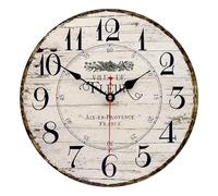 Toudorp 8 Inch Wall Clock Easy to Read Arabic Numerals Wooden Round Wall Clock Silent Non-Ticking Battery Operated Home Wall Clocks Retro French Country Style Art Decor Hanging Clock