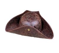 toufa Pirate Tricorn Hat Brown Faux Leather Distressed Fancy Dress Accessory One Size Men Costumes For Jack Sparrow Cosplay