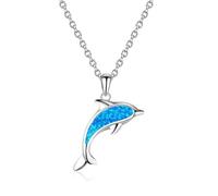 TOUFXJEQV Dancing Dolphin Pendant Necklace for Women,White K Blue Designer Jewelry,Cute Animal Necklace Gift for Her