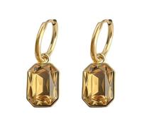 TOUFXJEQV Fashion Vintage Glass Crystal Dangle Earrings for Women Light Luxury Sparkling Geometric Earring 18k Plated Minimalist Jewelry