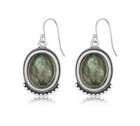 TOUFXJEQV Vintage 8 * 10mm Labradorite Earrings for Women Natural Gemstone Drop Dangle Earring Amethyst Kyanite Jewelry Wedding Party Gifts