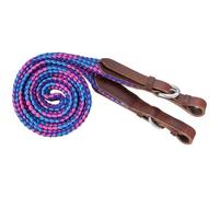 Tough 1 5 Foot Flat Braided Pony Reins Purple/Turq/Pink