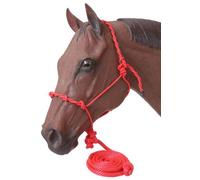 Tough 1 Poly Rope Halter with Knots and Lead, Red