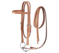 Tough 1 Western Leather Browband Draft Bridle, Light Oil