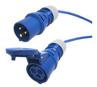 Tough 16 amp Arctic Blue Extension Cable. Caravan Hook up Lead. 240v Plug Socket (25cm)