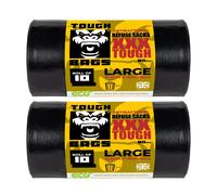 Tough Bags Antibacterial Refuse Bags 80 x 100cm 60μm - 2 x 10 Bag Roll in Black | Size: 80 x 100 cm Tough Bags Black 80 x 100 cm