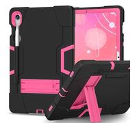 Tough Case for Samsung Galaxy Tab S10 Lite/ S10 FE 2025/ S9 FE 10.9 Inch/ S9 11 Inch 2023 |Colour-Contrast Design| Full Body Protective Cover Kickstand Shockproof Cover, Black/Pink