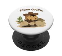 Tough Cookie Funny Cowboy Cookie Cartoon Western Humor PopSockets Adhesive PopGrip