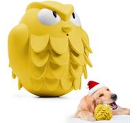 Tough Dog Toys for Aggressive Chewers,Owl Rubber Tough Chew Toys,Interactive Treat Dispensing Slow Feeder Indestructible Teething Toys for Small Medium Large Dogs (Yellow)