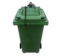 Tough & Easy Wheelie Bin Wall Fix & Lock Stops Wind or Vandals Tipping Dustbin over Wall & Pole Mount - FREE Bungie Strap Lock Included - 3mm Black Powder Coated Steel