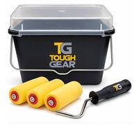 Tough Gear 7" Paint Roller Kit with 7L Paint Scuttle & Lid - 3 Foam Rollers & Heavy Duty Frame - Smooth Finish for Gloss, Satin & Primer - DIY & Professional Decorating