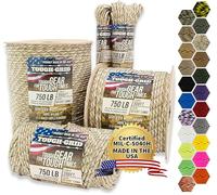 TOUGH-GRID 750 Paracord Military Grade Nylon Rope - Type IV Mil-Spec Made in USA - 50 Ft Desert Camo Tactical Survival Cord