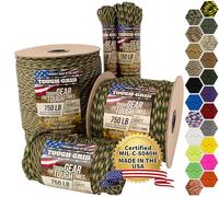 TOUGH-GRID PC50 750lb Paracord - 100% Nylon Military Specifications Type IV - For Military, Camping, Hammocks, Emergencies - Forest Camo