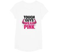Tough Guys Wear Pink Boys Strength Confidence Statement T-Shirt, Girls, White, Large