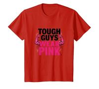Tough Guys Wear Pink Boys Strength Confidence Statement T-Shirt, Kids, Red, 3 Years