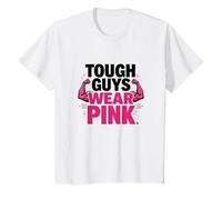 Tough Guys Wear Pink Boys Strength Confidence Statement T-Shirt, Kids, White, 4 Years