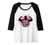 Tough Guys Wear Pink Raglan Baseball Tee, Women, Black/White, L