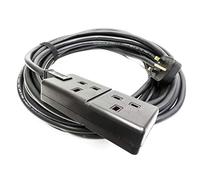 TOUGH H07RN-F Rubber Mains cable. Uk Plug to 2 Gang Socket, Black. Permaplug. 13amp