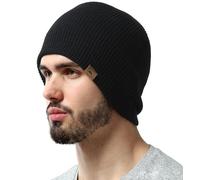 Tough Headwear Beanies for Men & Women - Knit Beanie, Warm & Soft Ribbed Beanie, Daily Knit Hat, Women & Mens Toboggan Hat for Cold Weather Black