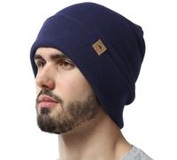 Tough Headwear Cuffed Knit Beanie Winter Hats for Men and Women - Warm, Soft & Stretchy Daily Ribbed Lightweight Toboggan Cap Navy Blue