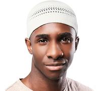 Tough Headwear Kufi Hat - Kufi Hats for Men Muslim, Turkish Kufi Cap, White Lattice, One size