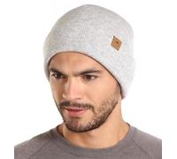 Tough Headwear Merino Wool Beanie for Men & Women - Unisex Adults Winter Hat - Light Grey