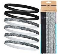 Tough Headwear Thin Elastic Headbands - Sports Hair Head Band for Women & Men - Non Slip Mens Workout Headband - 6-Pack
