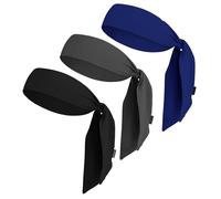 Tough Headwear Tie Headband - Moisture-Wicking Running Headband - 4-Way Stretch Headtie - Stay-Dry Sweatbands for Women - Black