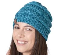 Tough Headwear Winter Beanies - Beanie Hat Men and Women Unisex Fit - Warm Knit Chunky Cable Women's and Men's Hats - Cold Weather Ski Snowboard Hats for Man or Woman - Turquoise