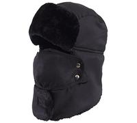 Tough Headwear Winter Trapper Hat - Russian Ushanka Trooper Aviator Hats for Men & Women - Snow Eskimo Hat with Ear Flaps for Cold Weather (Full Black)
