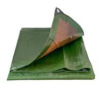 Tough heavy 220 gsm duty waterproof green with brown reverse tarpaulin/tarp cover sheet/extra eyelets at 50cm with reinforced corners,ideal as a camping ground sheet. (8m x10m)