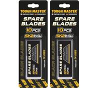 TOUGH MASTER 10 Piece Utility Trim Knife Trapezoidal Blade, Strong SK2 Steel Spare Blades, 19x60x0.6mm Packed in Blister Card (TM-USB10) (Pack of 2)