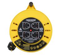 TOUGH MASTER 4 Socket Cable Reel Extension Lead, 13A Heavy Duty Four Extension Cable Reel with Thermal Cut Off for Garden Lawn Mover Home & Office (10 Metres)