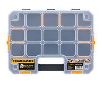 Tough Master 17In Tool Box Organizer Stackable With Adjustable Dividers Clear Lid For Nails, Screws, Hardware