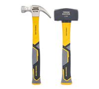 TOUGH MASTER Club Hammer 2.5lb (1.1 kg) Heavy Duty C45 Forged Steel Head Fiberglass Shaft Non Slip Grip Shock-Absorbing Handle TPR Finish Long (with 16 Oz Claw Hammer)