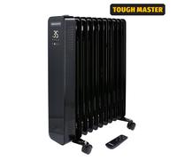 Oil Filled Radiator 11 Fins 2500W, Portable Electric Heater on Wheels with 3 Heat Settings 24H Timer Overheat Protection LED Display Remote Control TOUGH MASTER