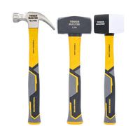 TOUGH MASTER Club Hammer 2.5lb (1.1 kg) Heavy Duty C45 Forged Steel Head Fiberglass Shaft Non Slip Grip Shock-Absorbing Handle TPR Finish Long (3 Pcs Hammer Set)