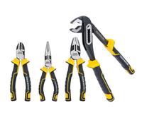 Tough Master 4-Piece Plier Set Professional Including 10'' Water Pump Plier Nose Plier Cutting Plier & Combination Plier