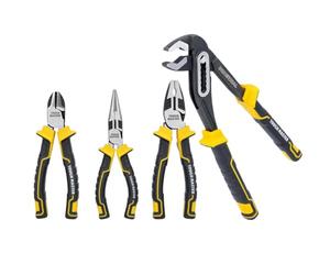 TOUGH MASTER 4-Piece Pliers Set Professional Quality Including 10'' Water Pump Plier, 6" Needle Nose Plier, 6" Diagonal Cutting Plier & 7" Combination Plier (4-Piece Plier Set)