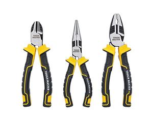 TOUGH MASTER 4-Piece Pliers Set Professional Quality Including 10'' Water Pump Plier, 6" Needle Nose Plier, 6" Diagonal Cutting Plier & 7" Combination Plier (3-Pieces Plier Set)