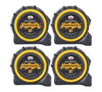 TOUGH MASTER Strong DIY8m/26ft Metric/Imperial Lightweight Belt Clip Tape Measure 25mm Wide Impact Resistant For Carpenters, Plumbers, Electricians (4)
