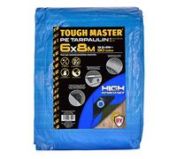 TOUGH MASTER 7 Sizes Heavy Duty Tarpaulin Waterproof Cover Tarp Ground Sheet (Blue/Green, 6 X 8M)
