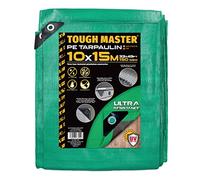 TOUGH MASTER 7 Sizes Heavy Duty Tarpaulin Waterproof Cover Tarp Ground Sheet (Green/Grey, 10 X 15M)