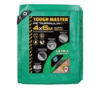 TOUGH MASTER 7 Sizes Heavy Duty Tarpaulin Waterproof Cover Tarp Ground Sheet (Green/Grey, 4 X 6M)